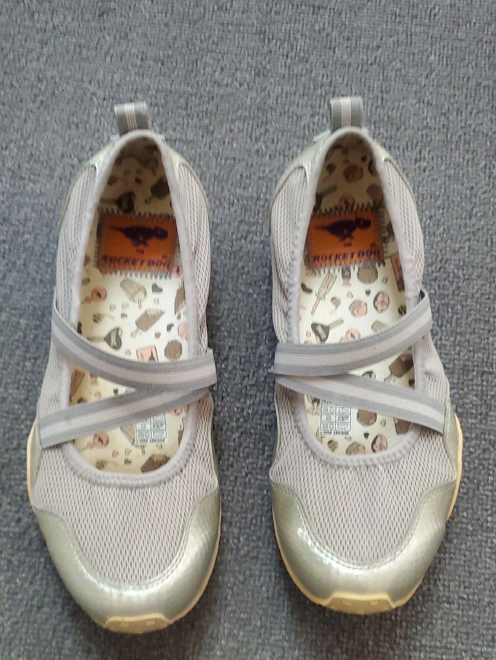 Rocket Dog Lt Gray Mesh Mary Jane Lady's Sneakers Metal.Toecaps 71/2m